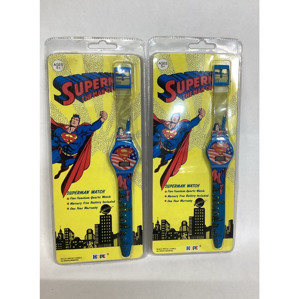 Set Of 2 NOS Vintage 1993 DC Comics Superman Watches